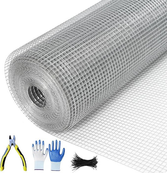 1/2 Inch 19 Gauge Hardware Cloth 48x100 Ft–Silver Vinyl Coated Galvanized Mesh | Silver Chicken Wire, Poultry Netting, Garden Fencing, Rat Wire & Tree Protection