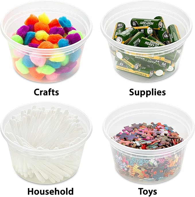 DuraHome Deli Containers with Lids 12 oz. Leakproof 40 Pack BPA-Free Plastic Microwaveable Clear Food Storage Container Premium Heavy-Duty Quality, Freezer & Dishwasher Safe (12 oz.)