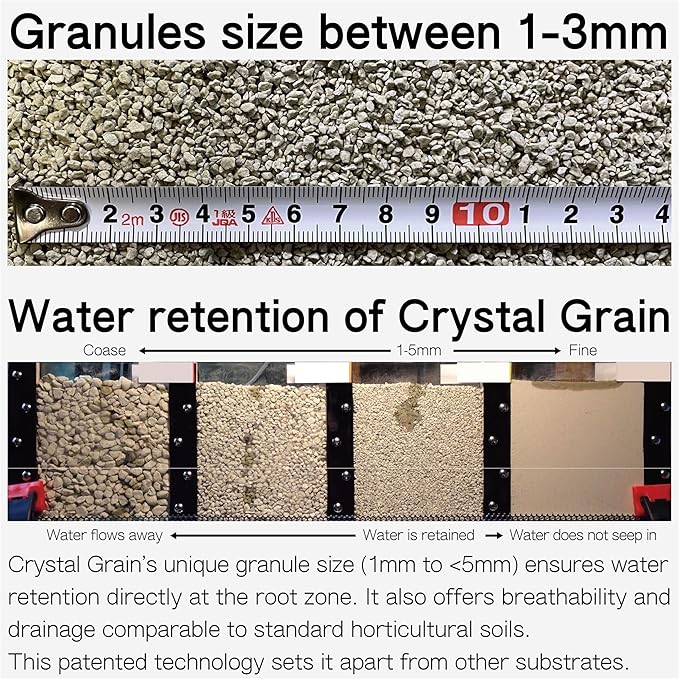 LA TERRA Soil for Foliage Plants, 2L (Medium Grain) Made in Japan – Nutrient-Enriched, Clean, No Mess, Reusable-Crystal Grain