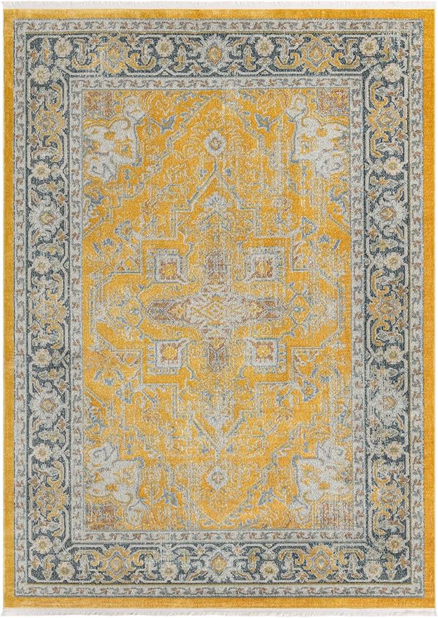 Unique Loom Baracoa Collection Area Rug - Prado (8' x 11' Rectangle, Yellow/ Ivory)