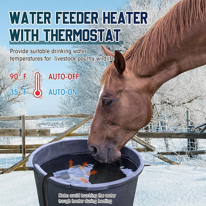2 Pack 500 Watt Stock Tank Heater Chicken Water Heater, Cast Aluminum Submergible De-icer, Thermostatic Control Water Trough Pond for Livestock Poultry Bird Bath, Cow, Horse Drinking (500w)