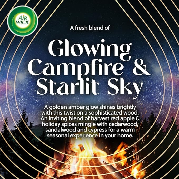 Air Wick Plug In Vibrant Scented Oils Refills, Campfire & Starlit Sky, (Pack of 25)