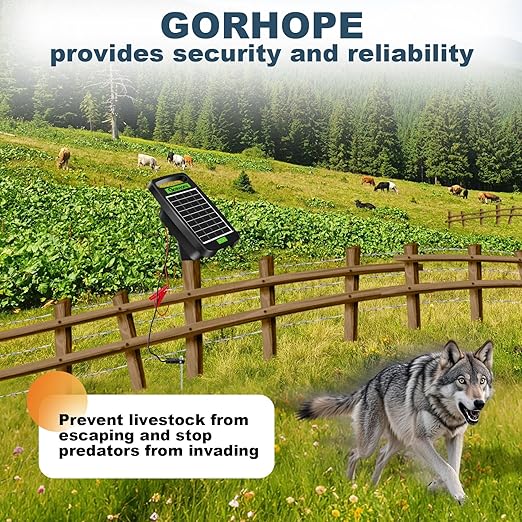 10 Miles Solar Electric Fence Charger,Output 0.18J Electric Fence Charger,24-Hour Uninterrupted Protection Solar Fence Charger,Solar Fence Energizerr That can Work for 14 Days Without Sunlight