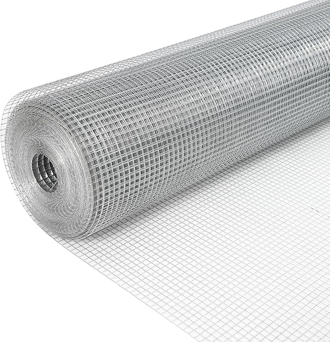 Wire Mesh Fence Roll 72inx100ft, 1/2inchx1/2inch 19GA Galvanized Steel Poultry Netting, Vinyl Coating Metal Wire Hardware Cloth Fence for Garden Yard Animals Plants Protection, Farm Fencing, Silver