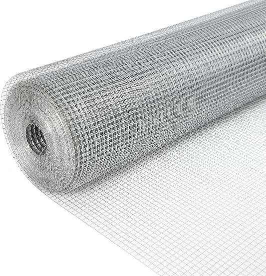 Wire Mesh Fence Roll 72inx100ft, 1/2inchx1/2inch 19GA Galvanized Steel Poultry Netting, Vinyl Coating Metal Wire Hardware Cloth Fence for Garden Yard Animals Plants Protection, Farm Fencing, Silver