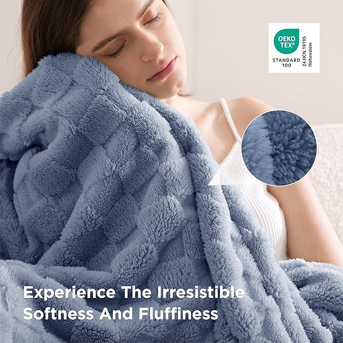 Bedsure GentleSoft King Size Blanket for Bed - Super Soft Cozy Blankets for Women Men Girls, Large Fuzzy Fleece Throw for Bedroom Decor, Ashley Blue,108x90 Inches