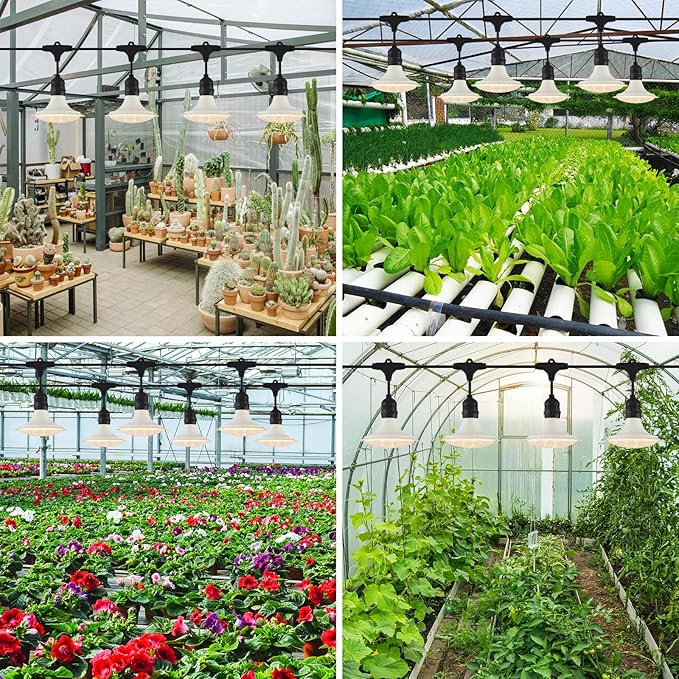 Outdoor LED Grow Lights, Waterproof String Grow Light, Full Spectrum Plant Growing Lights with 42Ft Cord, 12 Lights for Outdoor, Greenhouse Planting, Rainproof and Windproof