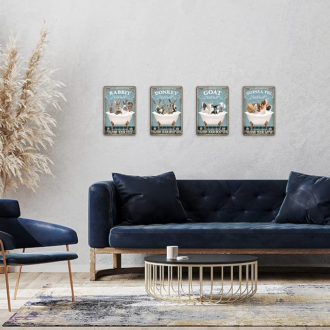 Funny Donkey Bathtub Decor - Donkey Lovers Accessory, Farm Decor Sign, Retro Metal Wall Art, 8x12 Inch