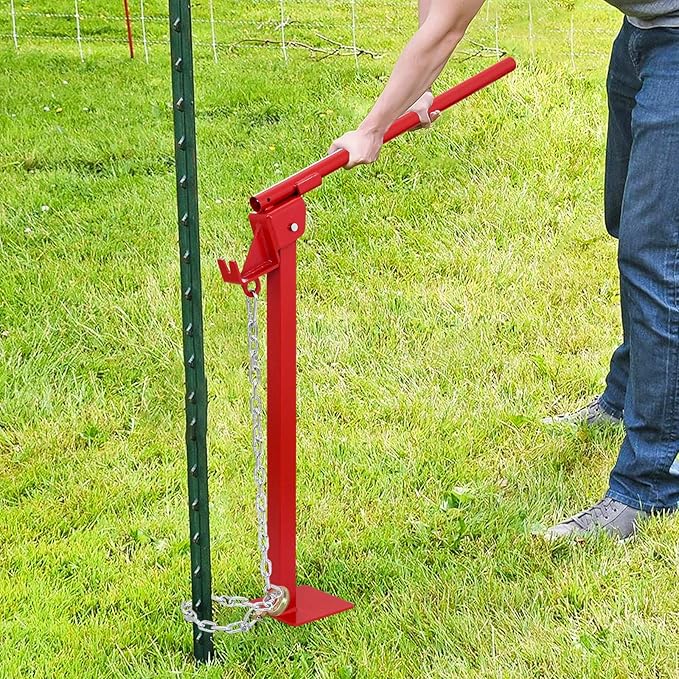 T Post Puller Fence Post Puller Heavy Duty Fence Post Puller with Lifting Chain & T Post Puller Plate Puller T Post Puller for Round Fence Posts T Stakes Sign Post & Tree Stump,Basic Type