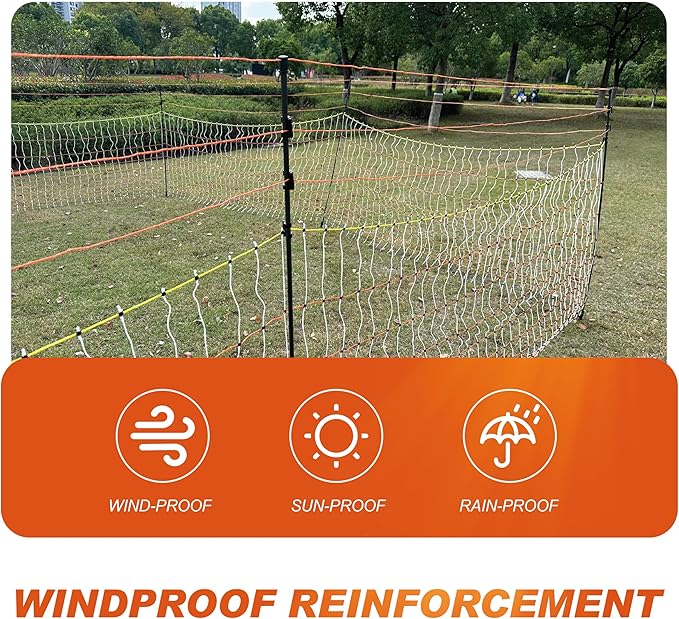 Poultry Electric Netting Fence - 41.3''H (can be Manually Raised to 53.1''H) x 98.5'L for Flying Chicken, Sheep, Goats in Farms, Ranches and Gardens, PK1