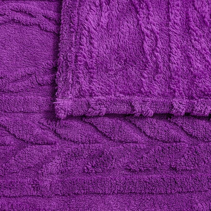 YUSOKI Sherpa Queen Size Blanket-3D Stylish Design Super Soft Fuzzy Cozy Warm Blanket Thick Plush Fluffy Furry Blankets for Teen Girls Women Couch Bed Sofa Chair Men Boys Gift(Purple,90"x90")
