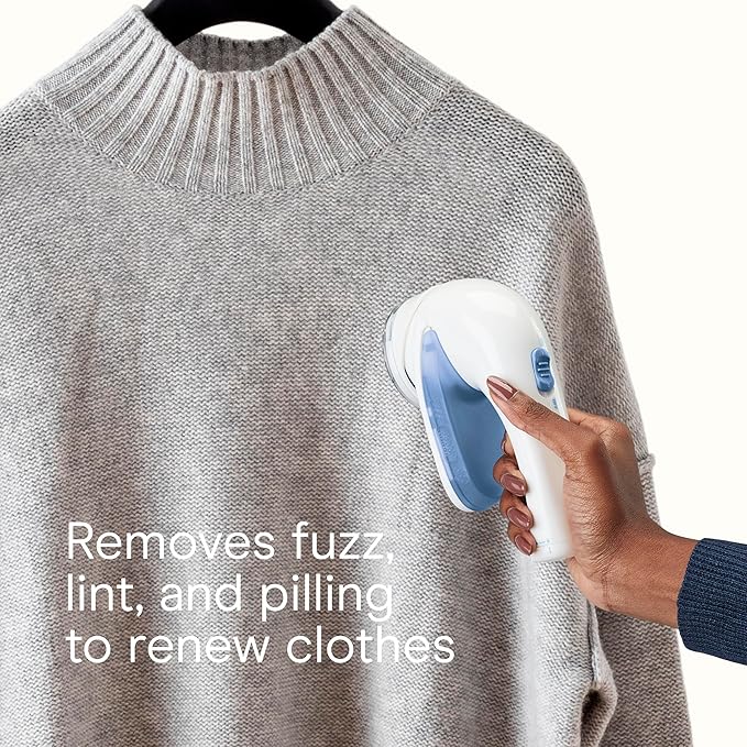 Conair Fabric Shaver and Lint Remover, Battery-Operated Portable Clothes Shaver with 3 Settings, Fuzz Remover for Sweaters, Clothing and Furniture, Large 2-Inch Shaving Head, White