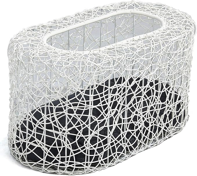 Fun Stackable White Cat Condo Clearance for Indoor Cats - Interactive Play Rattan Modern Cat House for Indoor Cats Kitty, Pet Friendly Top/Side House Entry, Cat Bed Enclosed
