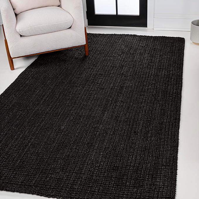JONATHAN Y Pata Hand Woven Chunky Jute Black Indoor Area Rug, 5x8, Bohemian, Rustic, Cottage, Easy-Cleaning for Living Room, Bedroom, Kitchen, Non-Shedding (NRF102E-5)