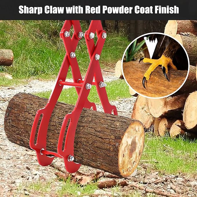 Garvee 36 in Log Grabber, Log Lifting Tongs, Skidding Log Lifting Tongs Timber, Heavy Dut Solid Steel Swivel Dragging Steel Tongs Log Lifting Lumber Skidding Tongs Logging Grabber(4 Claw)