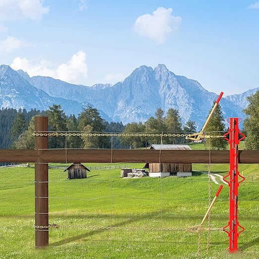 Heavy-Duty Chain Link Fence Stretcher Tool with 19.7FT Chain – 2200 lbs Wire Puller & Tensioner for Barbed Wire, Farm Fencing, Ranch, and Fence Repair (FenceBarStretcher)