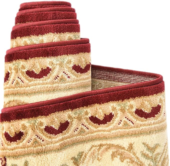 Unique Loom Versailles Collection Traditional Classic Floral Motif Area Rug (5' 0 x 5' 0 Square, Burgundy/Ivory)