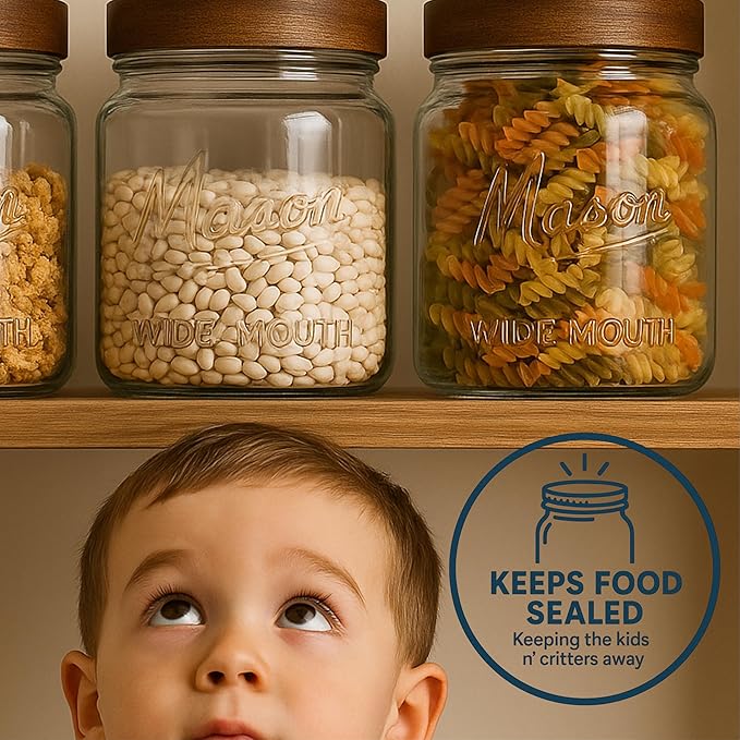 kitchentoolz Large Mason Jars with Lids – 64 oz Mason Jars Wide Mouth, 1/2 Gallon Glass Jar with Lid for Pantry Storage, Canning, Flour, Dry Goods – 2 Pack