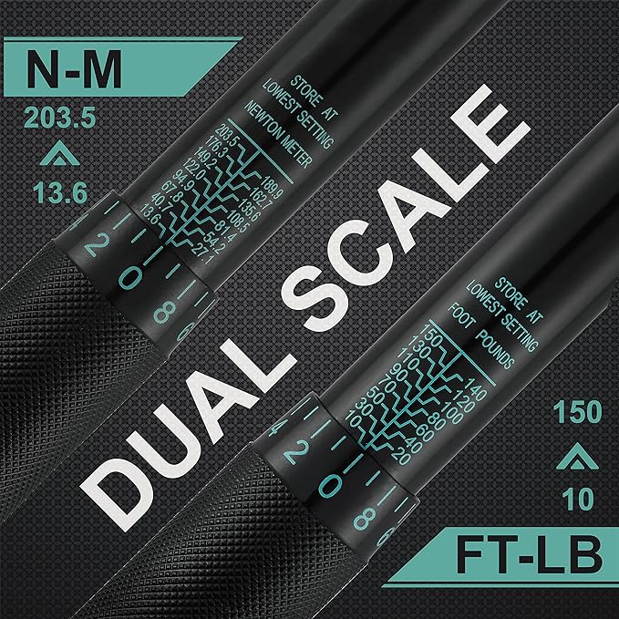 EPAuto 1/2-inch Drive Click Torque Wrench, 10-150 ft/lb, 13.6-203.5 N/m, Black