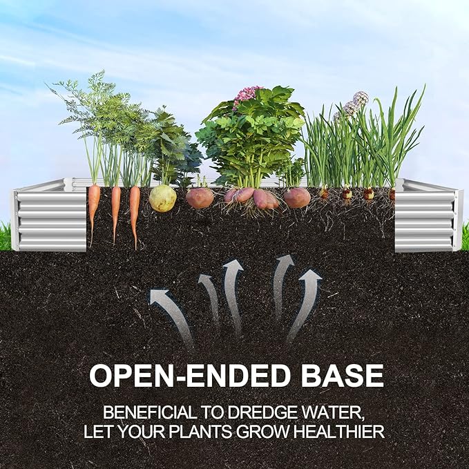 Land Guard 12×4×1ft Galvanized Raised Garden Bed Kit for Vegetables, Galvanized Super Large Metal Planter Raised Garden Boxes Outdoor(359 Gallon Capacity)…