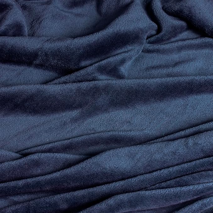 Vianney Navy Queen Size Lightweight Fleece Blanket - Ultra Soft Cozy Throw for Couch or Bed - Year-Round Comfort with Durable, Lightweight Material in Dark Blue