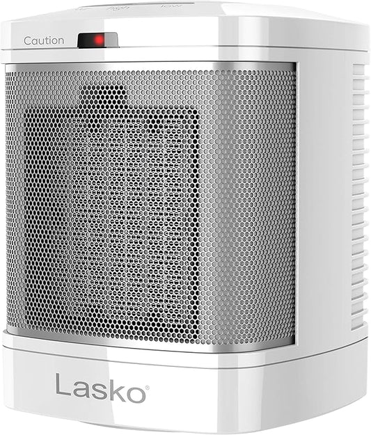 Lasko Portable Electric Ceramic Space Heater with ALCI Plug for Bathroom Use, 2 Heat Settings and Simple Heat Button, 8 Inches, White, 1500W, CD08200