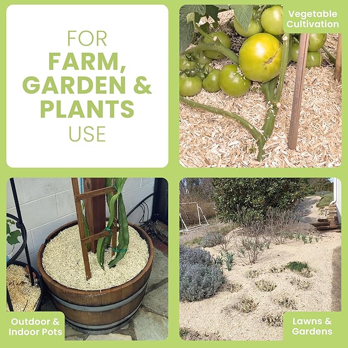 Garden Bed Organic Soil Conditioner - Hemp HURD Garden Mulch - Eco Friendly Potting Soil Aid - Moisture Retaining - Weed Suppressor - Perfect for Flowers & Vegetables - Grown in The US - 1 lb.