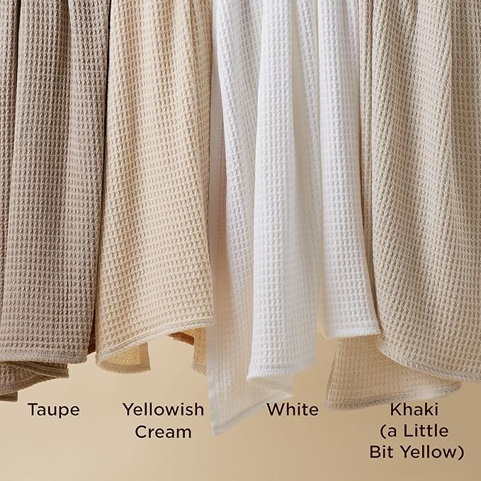 Bedsure Gentlesoft 100% Cotton Blanket Queen Size for Bed - Breathable and Soft, Thick Cozy Waffle Weave Christmas Blanket Gift for Women, Light Beige, 90x90 Inches