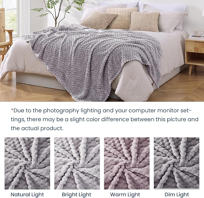 Monbix Cloud Grey Fleece Throw Blanket for Couch- Room Decor Soft Cozy Blankets for Women, Lightweight Fleece Flannel Bed Blanket Suitable for All Seasons(50"×60",Cloud Grey)