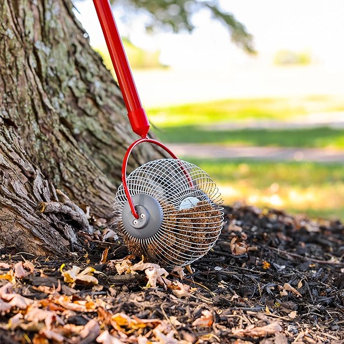 GARDEN WEASEL Medium Nut Gatherer Roller – Nut Collector Tool for Pecans, Hickory Nuts, Golf Balls and More – Yard Picker Upper with Durable Steel Cage and Ergonomic Handle - Newest Model