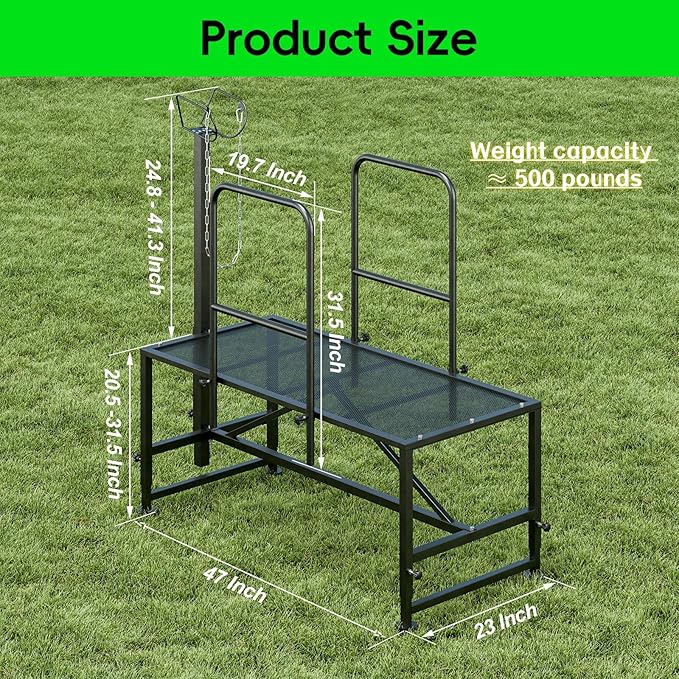 Metal Trimming Stand for Sheep Goat Milking Stand with Railings Livestock Stand with Adjustable Headpiece Goat Milking Stand for Clipping Hooves, Black