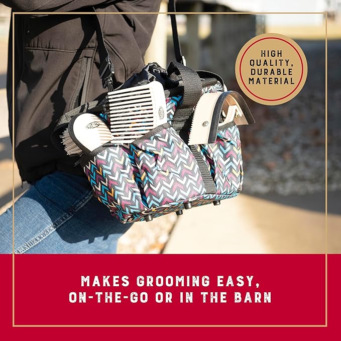 Weaver Leather Horse Grooming Kit, 7-piece Brush Set with Organizer Tote Bag, Equine Care, Horse Track Room Equipment, Grooming Supplies, Insignia