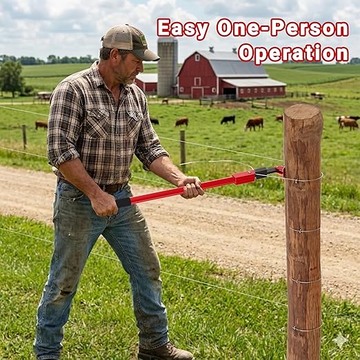 Fence Barbed Wire Stretcher Tool, Heavy-Duty Wire Tensioner & Repair Tool for Barbed, Smooth & Electric Fence Wire, Easy One-Person Operation for Farm, Ranch & Garden Projects