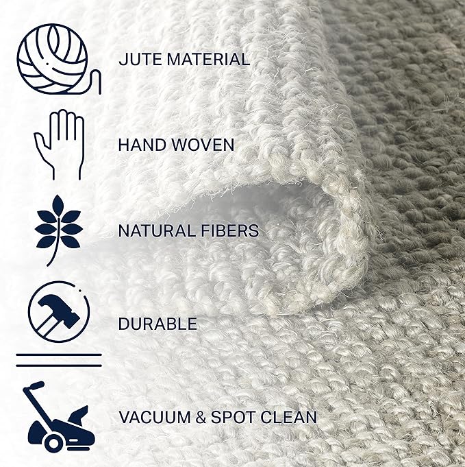 JONATHAN Y Pata Hand Woven Chunky Jute Gray Indoor Area Rug, 10x14, Bohemian, Rustic, Cottage, Easy-Cleaning for Living Room, Bedroom, Kitchen, Non-Shedding (NRF102C-14)