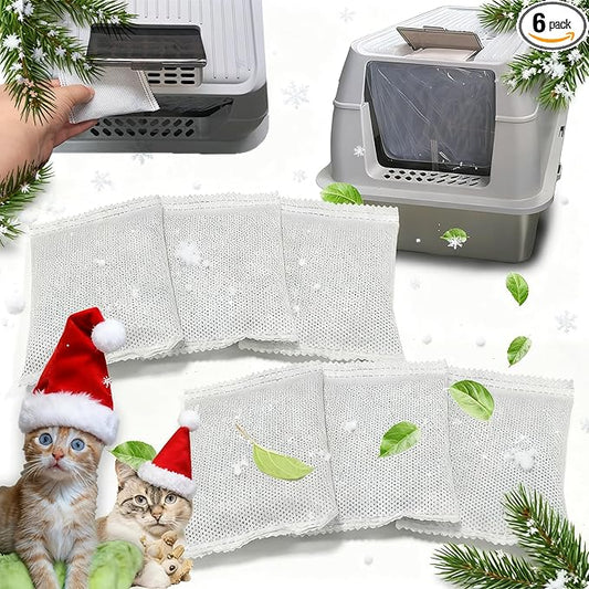 Activated Charcoal Odor Absorber Bags Compatible with OKSOTY Stainless Steel Cat Litter Box, Natural Coconut shell Charcoal Bags, Absorb Odors/Control Damp from Pets/Keep Home Fresh（6PCS）