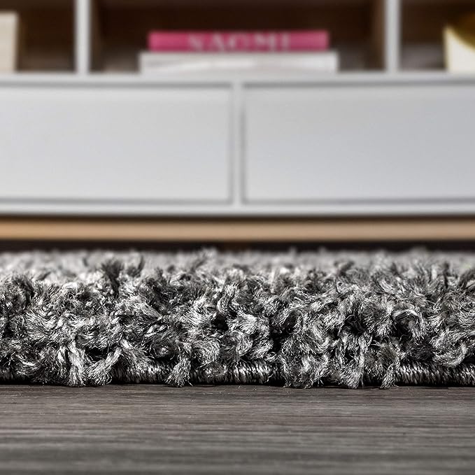 JONATHAN Y Mercer Shag Plush Charcoal Runner Rug, 2x8, Contemporary, Modern, Easy-Cleaning for Living Room, Bedroom, Kitchen, Pet Friendly, Non-Shedding (MCR106B-28)