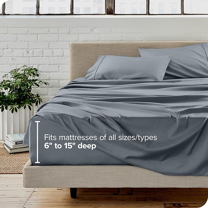 Bare Home Full Sheet Set - 1800 Ultra-Soft Microfiber Full Bed Sheets - Double Brushed - Deep Pockets - Easy Fit - 4 Piece Set - Bed Sheets (Full, Steel Blue)