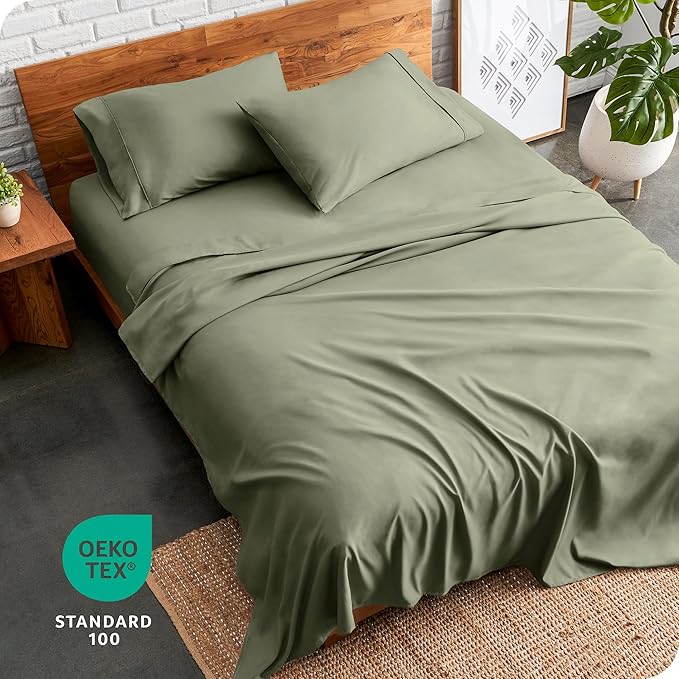 Bare Home Ultra-Soft Split Cal King Sheet Set - Luxury 1800 - Hydro-Brushed - Deep Pockets - Easy Fit - 4 Piece Set - Bedding Sheets & Pillowcases (Split California King, Sage)
