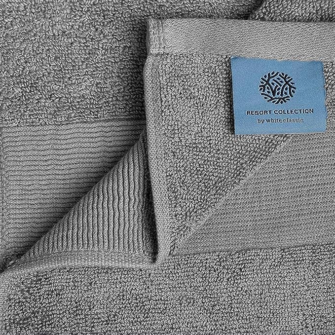 Resort Collection Soft Bath Towel Set | Luxury Hotel Plush & Absorbent Cotton | 2 Bath Towels, 2 Hand Towels and 4 Washcloths [8 Piece, Smoke Grey]