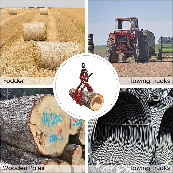 32inch Log Tongs, Log Grapple for Logging Tongs, Upgraded Swivel Steel Skidding Tongs, 4 Claw Timber Claw Hook Eagle Claws Design Log Lifting Tongs for for Tractor, ATVs, Trucks, Forklifts, Skidder