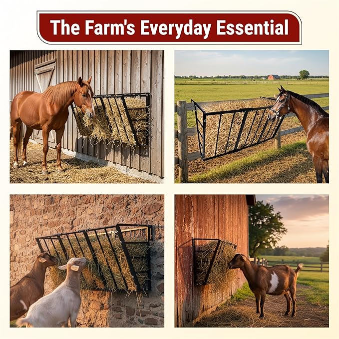 FEBTECH Hay Feeder Wall Mount - Hay Rack for Horses – Versatile 24 Gallon Capacity – Heavy-Duty Powder-Coated Steel Feeder for Goat & Sheep – Provide Barns & Farms Feeding Solutions…