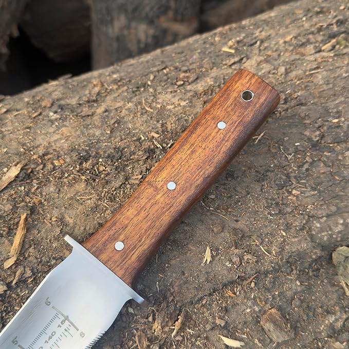 12” Handmade Original Hori Hori Garden Knife Namibagata Japanese Steel Garden Knifes | Gardning Tool with Sheath for Weeding Knives Full-Tang walnut Wood Handle with Cutting Edge & Lanyard Hole