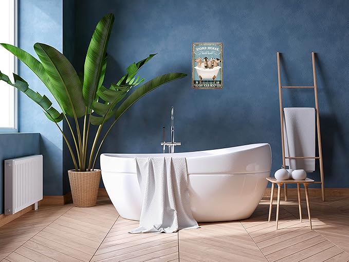 Funny Fjord Horse Bathroom Decor - Tin Signs Wall Art Poster Retro Metal Poster Bar Home Bathroom Wall Decoration Sign Accessories 8x12 Inch