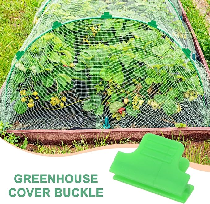60-Pack Greenhouse Clamps for 1/4 Inch PVC Pipe, Greenhouse Film Clamps Shading Net Rod Clip for Garden Net/Row Cover/Greenhouse Plastic [Grass Green]