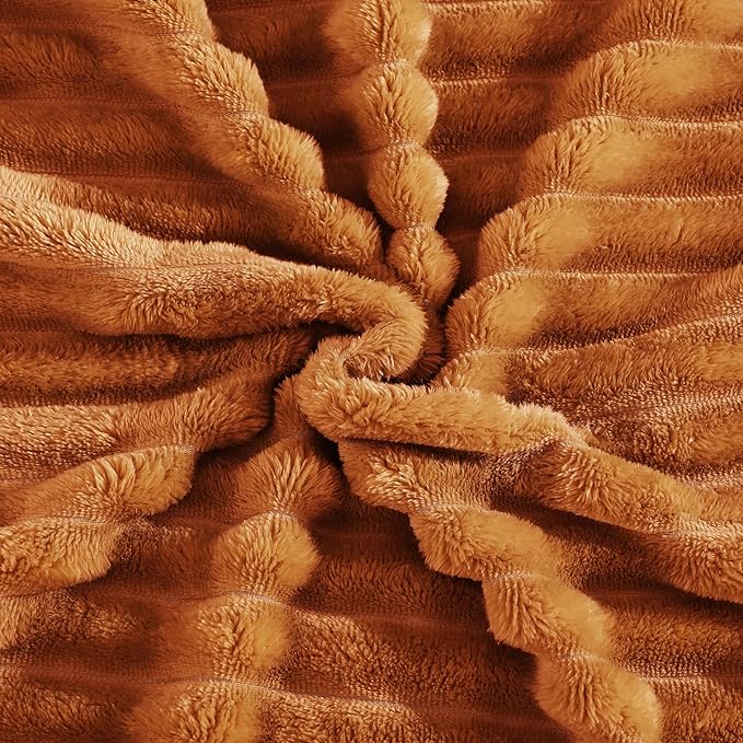 Monbix Yellow-Brown Fleece Throw Blanket for Couch- Room Decor Soft Cozy Blankets for Women, Lightweight Fleece Flannel Bed Blanket Suitable for All Seasons(50"×60",Yellow-Brown)