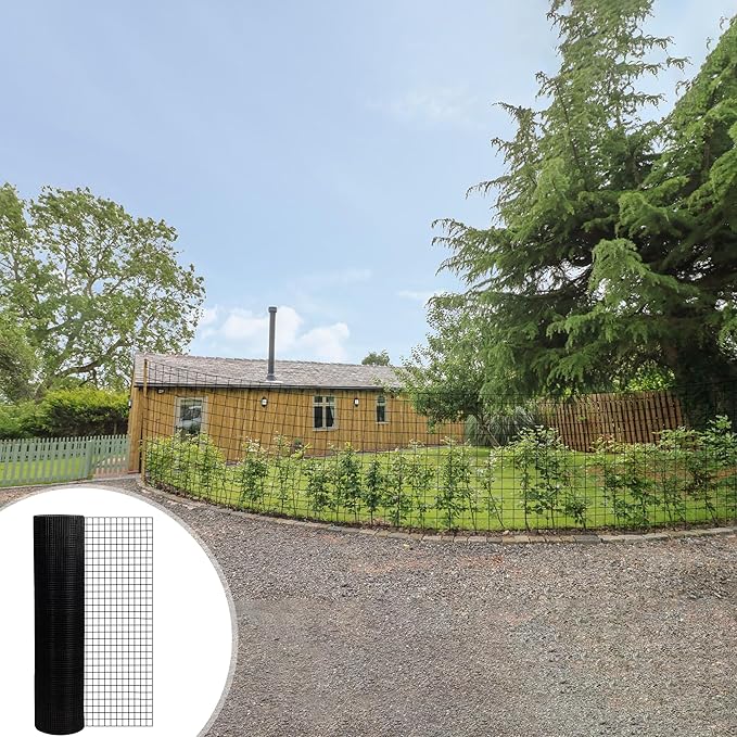 Hardware Cloth for Chicken Wire Fencing of Chicken Coop-1/2in Mesh AWG 19 Gauge 36in x 100ft Black Vinyl Coated Wire Mesh Roll-Raccoon Proof Chicken Coop, Berry Bush Shields, Rabbit Hutches