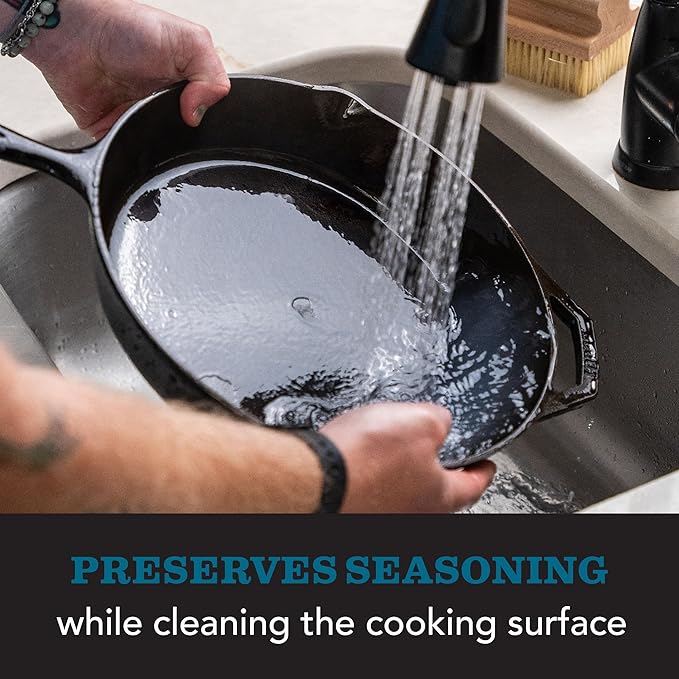 CLARK'S Cast Iron Cleaner 12 oz, Made in USA, Plant Based Coconut Cast Iron Soap for Skillets, Griddles Etc. - Protects, and Restores Cookware