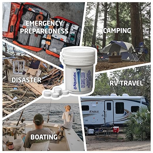 Aquatabs 397mg Water Purification Tablets (100 Pack). Water Filtration System for Camping, Boating, Emergency Water, Survival, and Marine. Easy-to-Use Water Purifier Treatment.