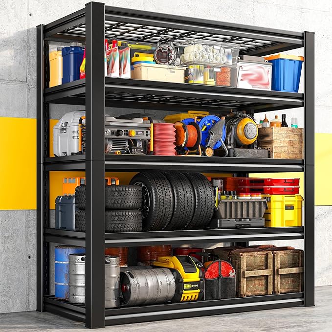 REIBII Garage Shelving 3000LBS, Heavy Duty Storage Shelves, Adjustable Industrial Metal Shelving Unit for Garage, Basement, Pantry, Warehouse,Commercial, 36" W x 16" D x 72" H, 2 Pack