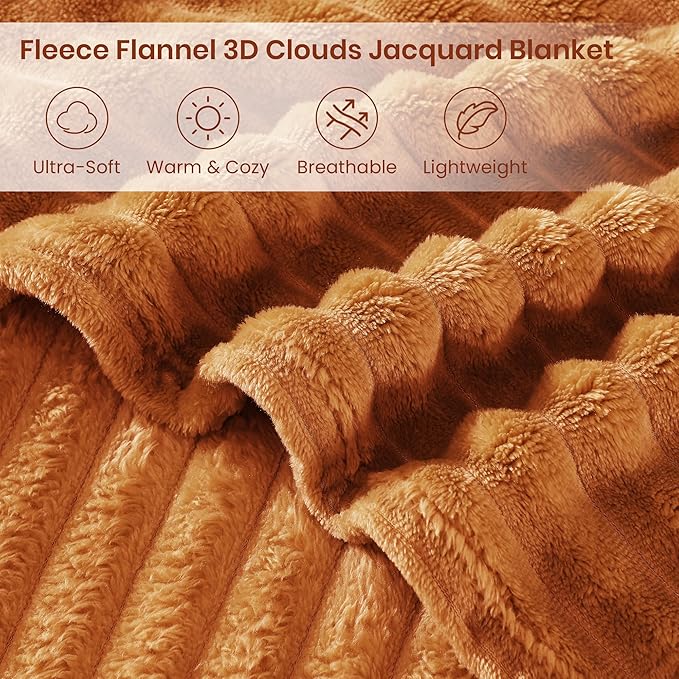 Monbix Yellow-Brown Fleece Throw Blanket for Couch- Room Decor Soft Cozy Blankets for Women, Lightweight Fuzzy Fleece Flannel Bed Blanket Suitable for All Seasons(60"×80",Yellow-Brown)